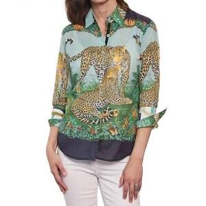 NEW TIZZIE three quarter sleeves rome shirt in safari print